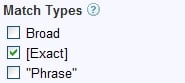Google AdWords Match Type